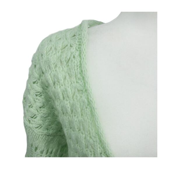 Free People Crashing Waves Sweater Small Mint Green Boho Chic Knit - Picture 7 of 14